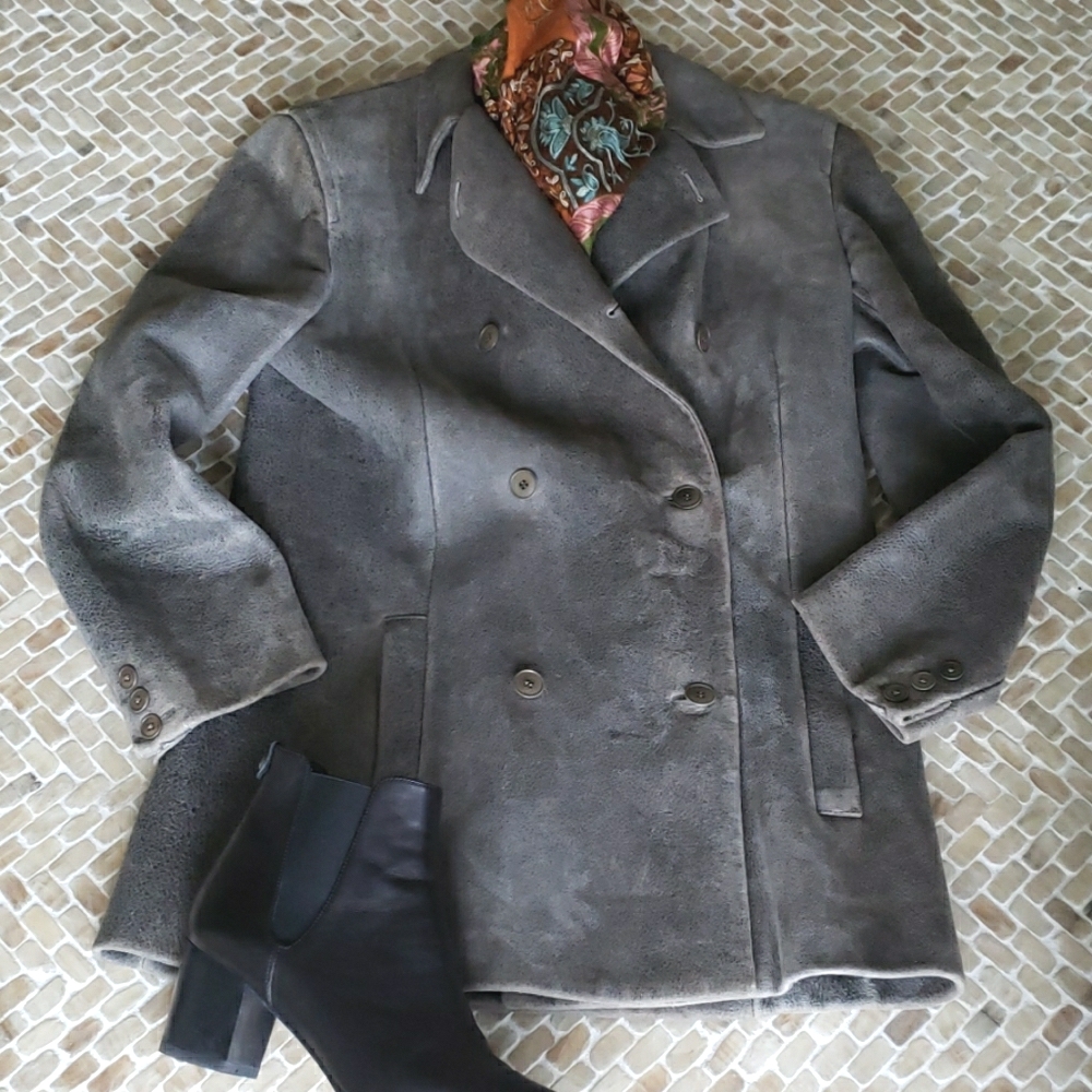 🔥2/HP🔥 on hold not for sale 🍭Calvin Klein collection gray lamb skin coat, sz S